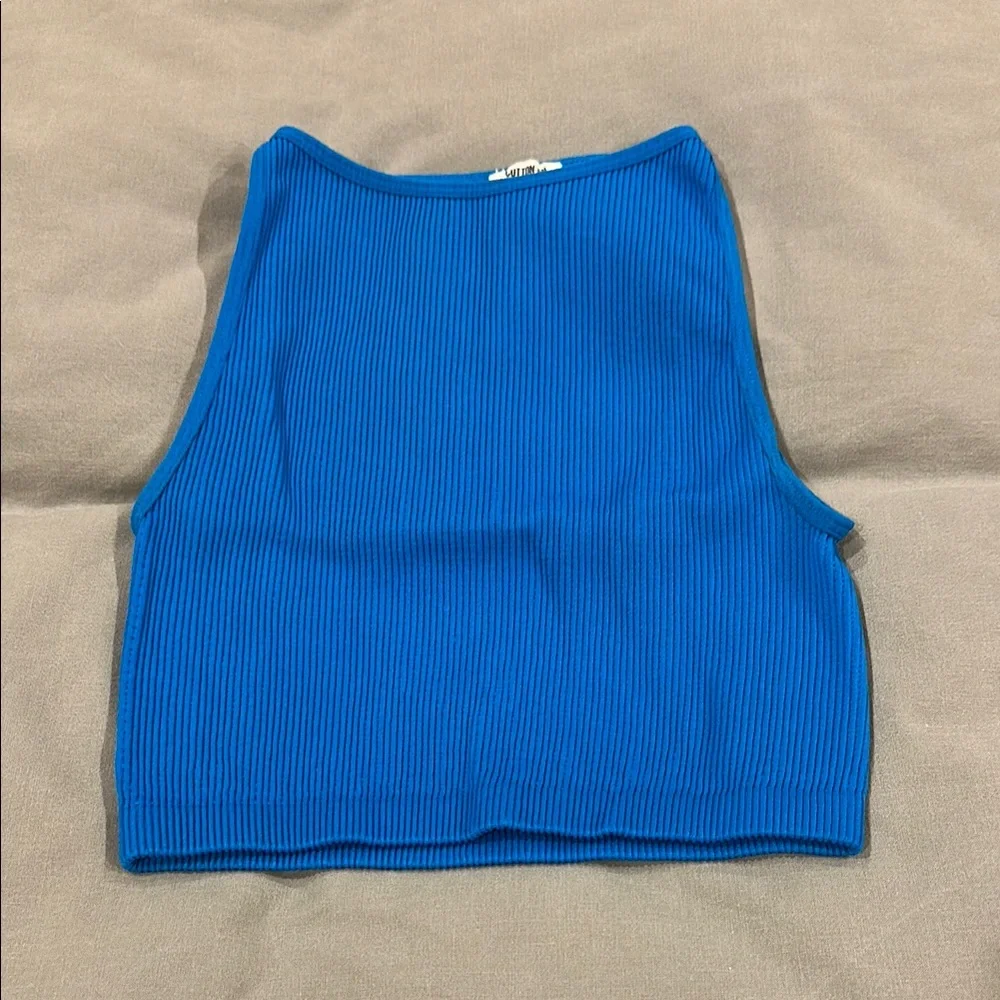 Blue Ribbed Tank Top - Picture 1 of 2
